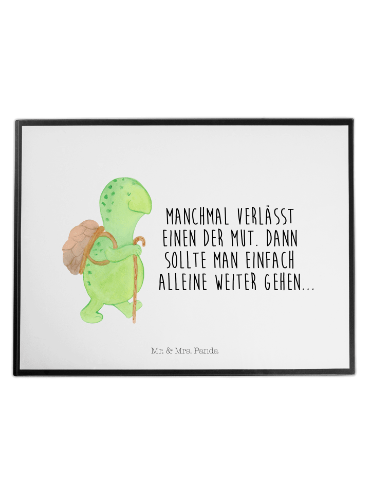 Schreibunterlage Schildkröte Wanderer mit Spruch in Weiß