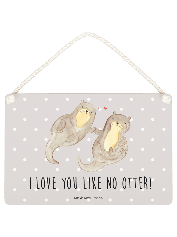 Schild Otter Hände halten mit Spruch in Grau Pastell