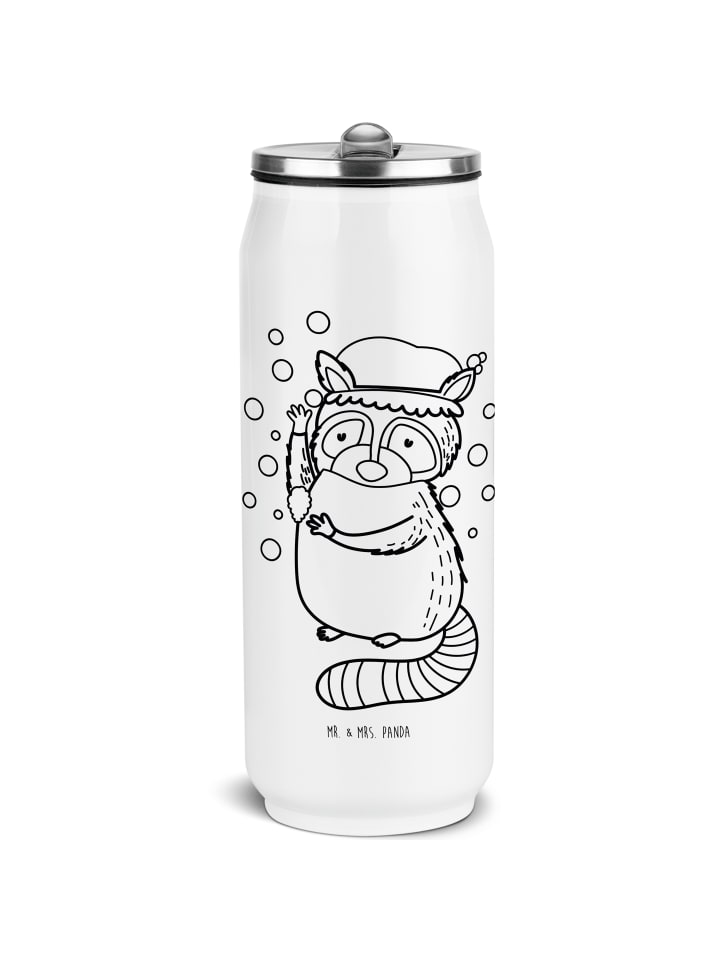 Trinkflasche Waschbär ohne Spruch in Weiß