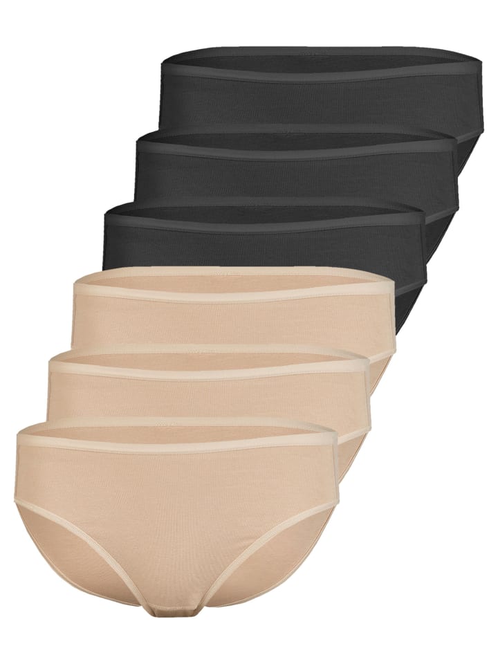 6er Pack Jazzpant in schwarz-nude