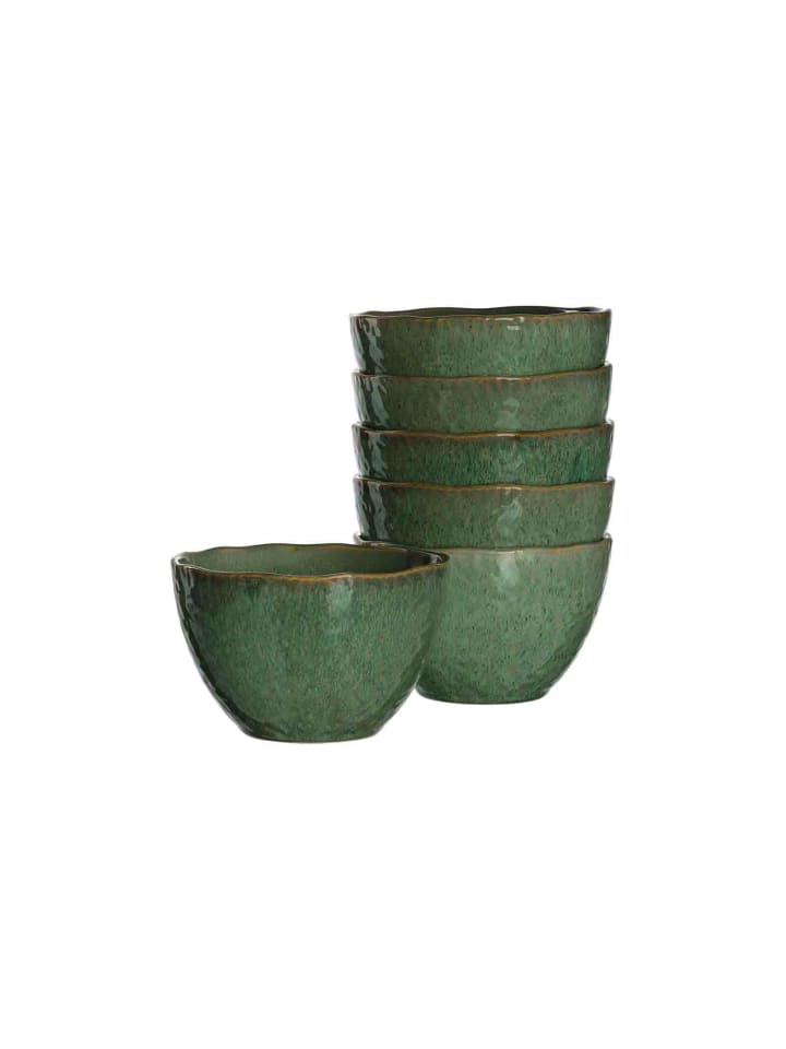 6er Set Keramikschalen Matera in Grün ø 15,3 cm