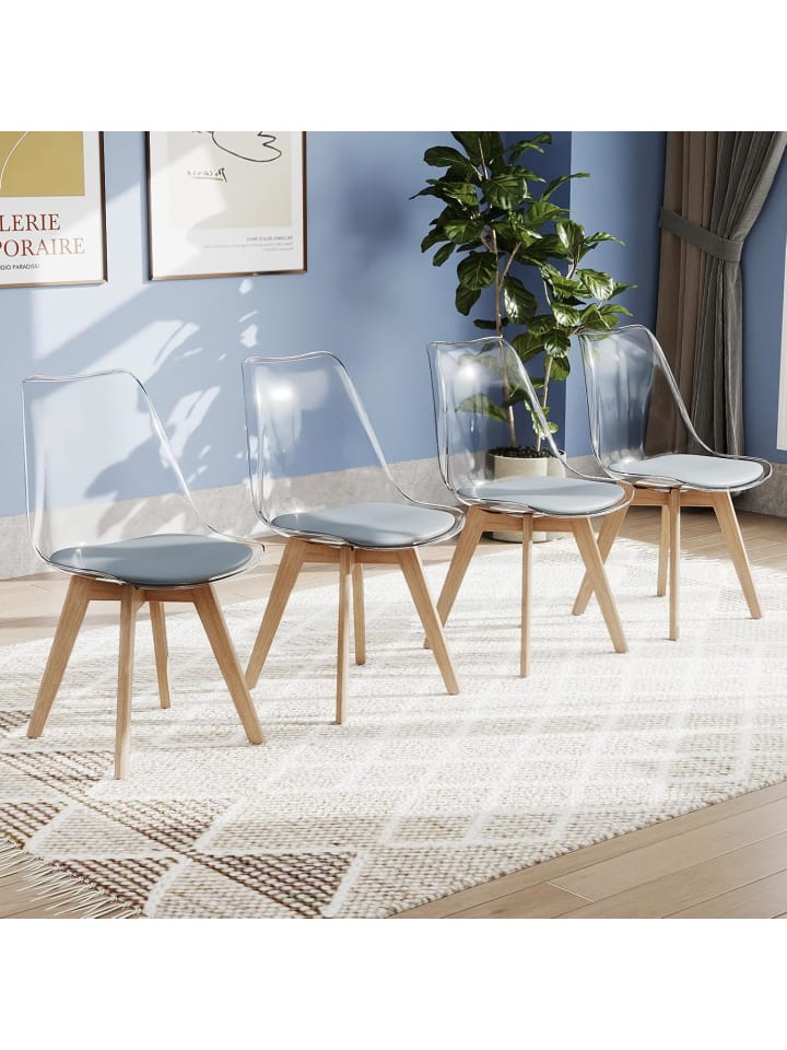 4er Set Esszimmerstühle in Grau
