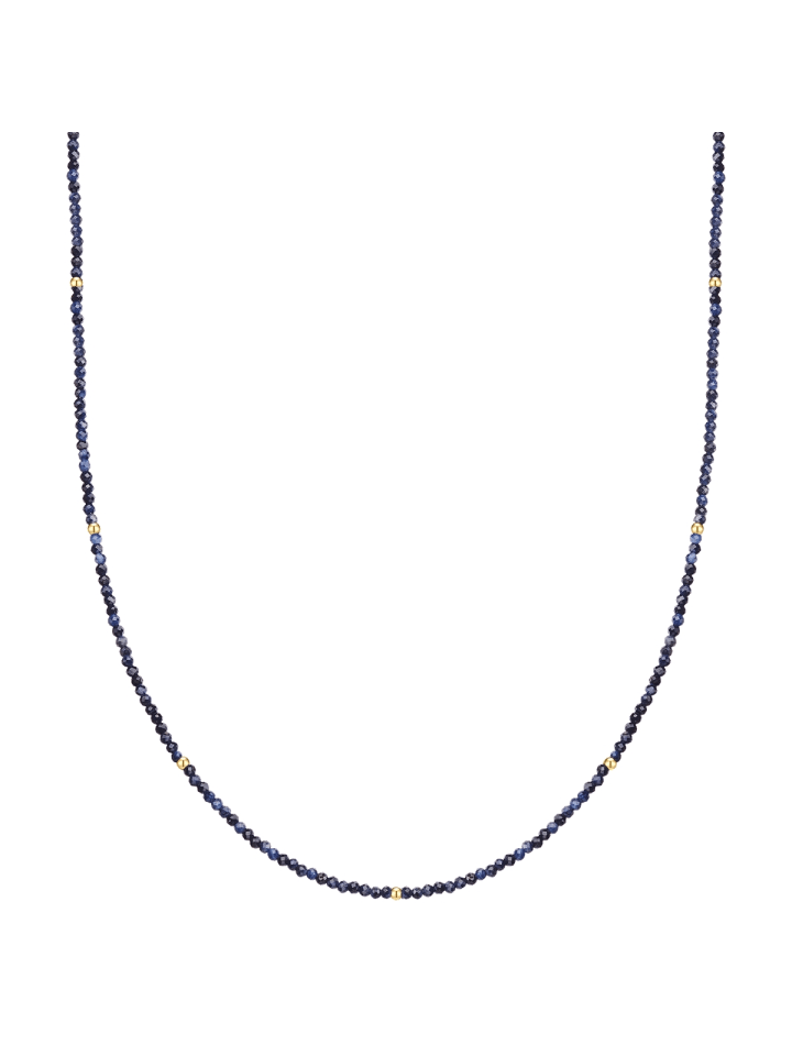 Kette aus Edelstahl mit Saphir in gelbgold