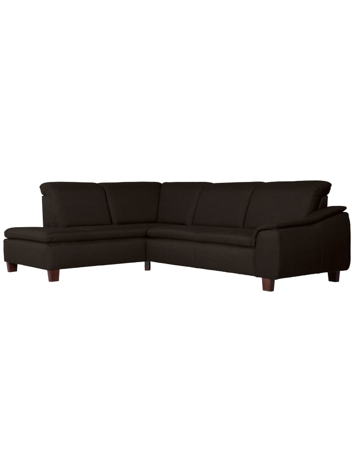 ECKSOFA mit Ottomane links Kaylil Flachgewebe schoko