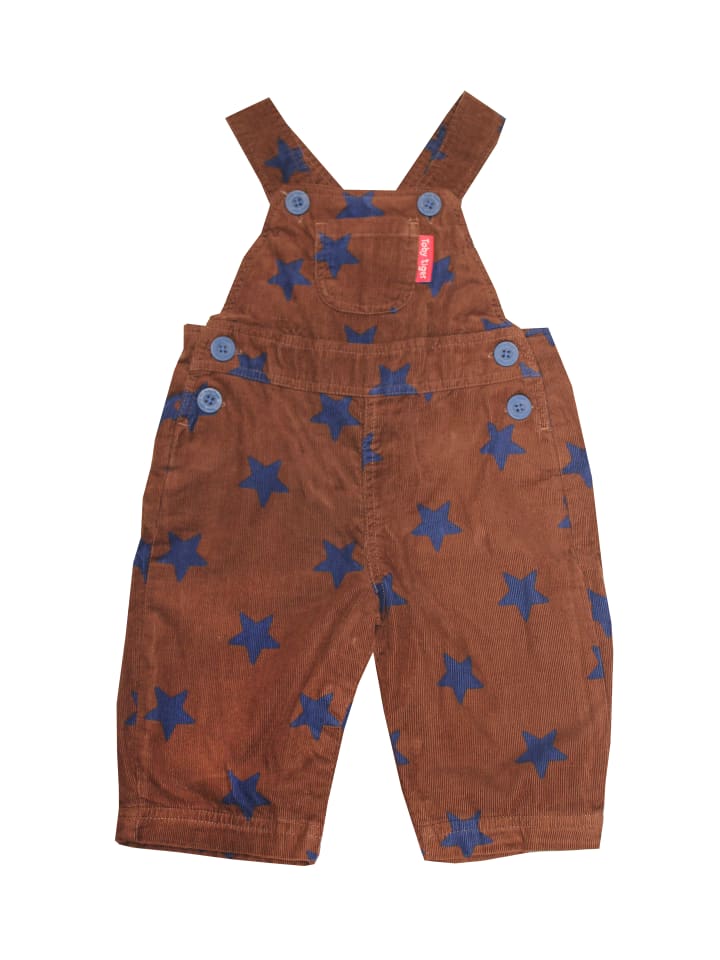 Cord Latzhose mit Sternen Print in braun