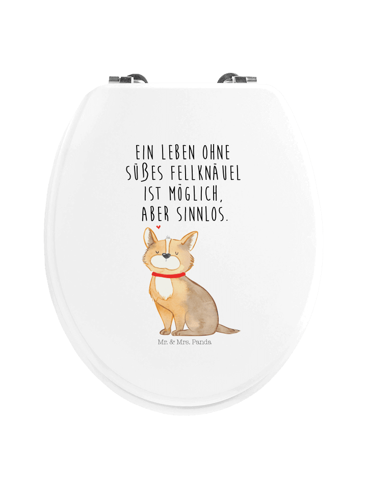 Motiv WC Sitz Hund Glück mit Spruch in Weiß