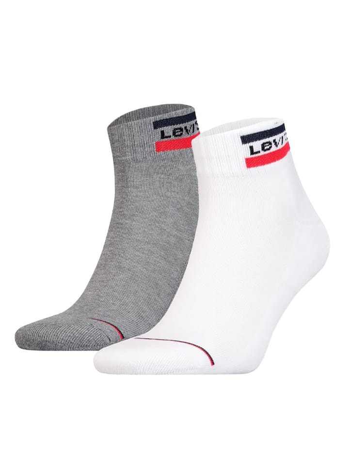 Socken 2er Pack in Weiß/Grau