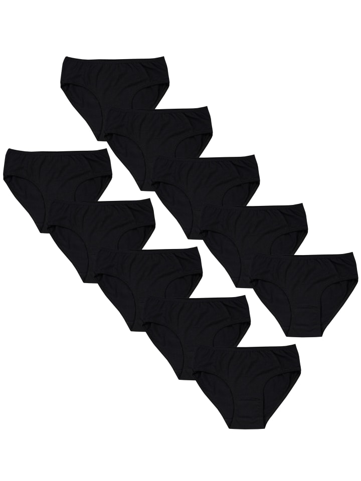 Mädchen Slips mit Aufdruck 10er Pack in schwarz