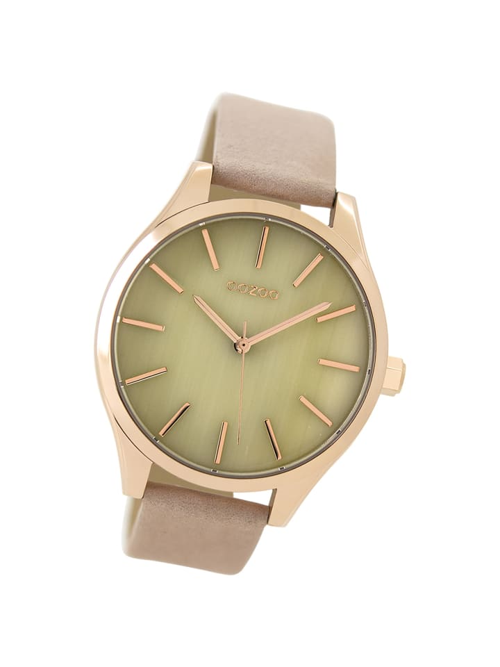 Analog-Armbanduhr Oozoo Timepieces beige groß (ca. 42mm)