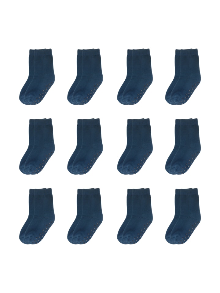 12er-Set Yalion Antirutschsocken Halbplüsch, dunkelblau, weich & atmungsaktiv