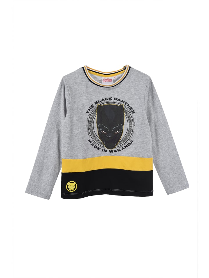 Langarmshirt Captain America Black Panther Longsleeve in Grau