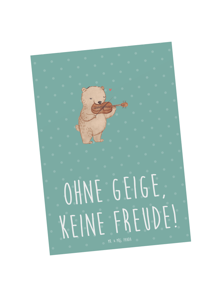 Grußkarte Geige Freude mit Spruch in Meeresbrise