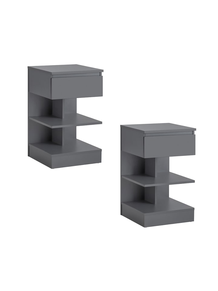 Nachttisch in Mattes Dunkelgrau - (W) 39 x (H) 65 x (L) 39 cm