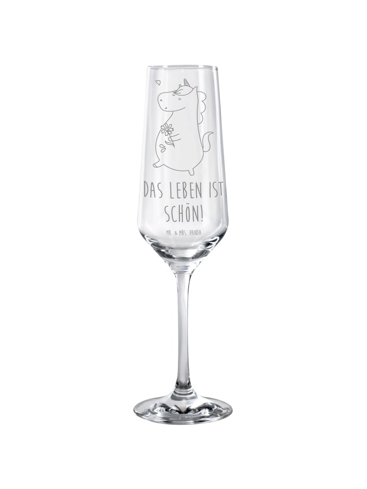Champagnerglas Einhorn Spaziergang mit Spruch in Transparent