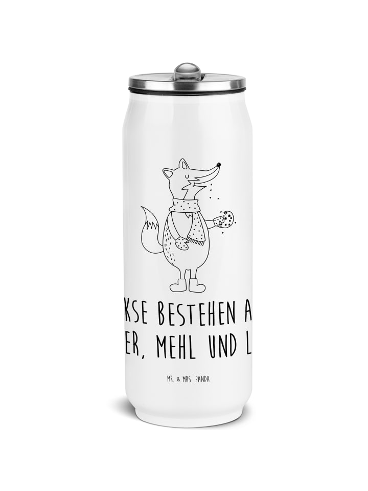 Thermo Trinkflasche Fuchs Keks mit Spruch in Weiß