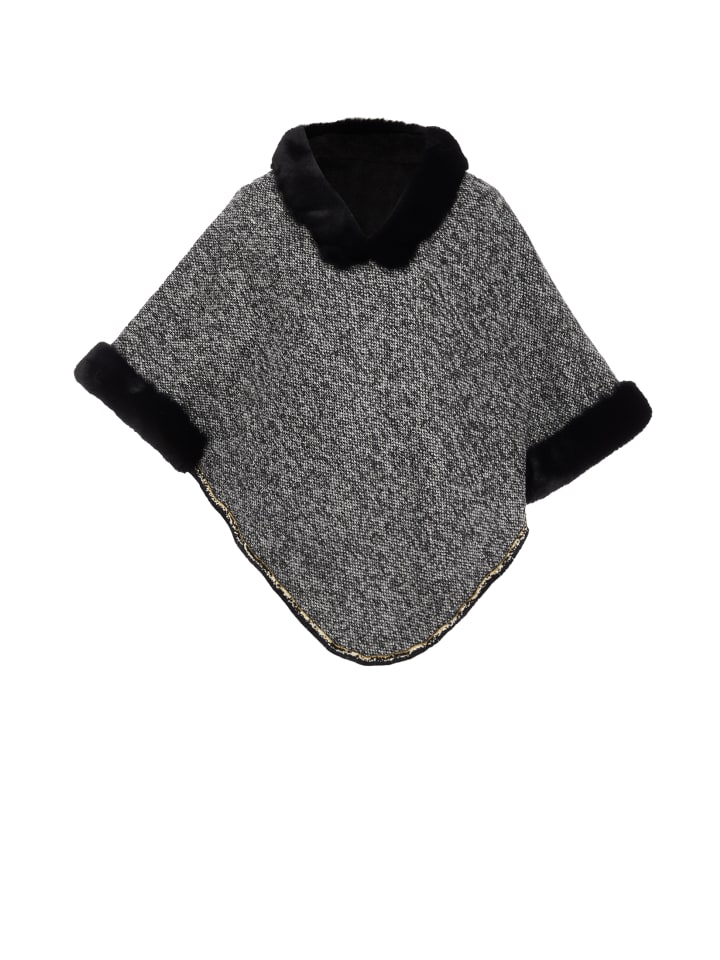 Women Poncho in Schwarz
