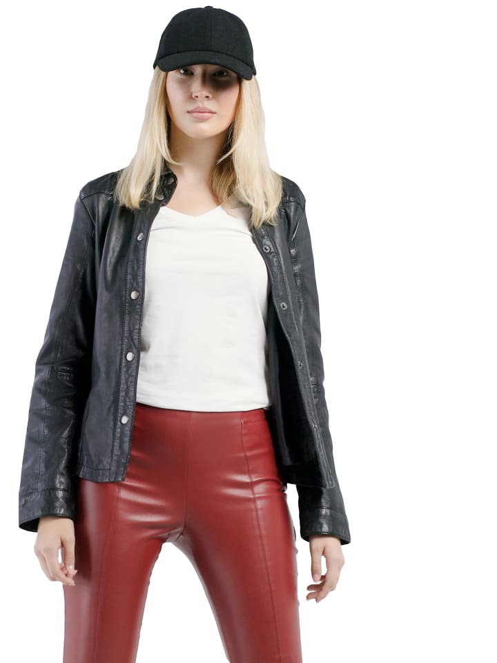 Damen Lederhemd in schwarz