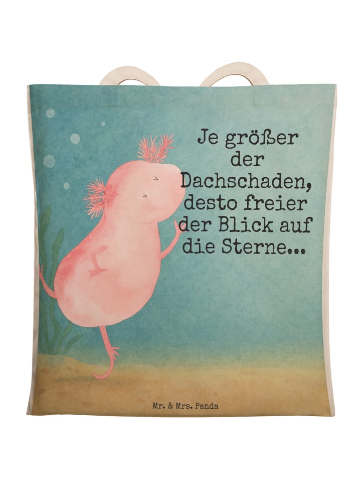 Shopper Axolotl Tanzen Design mit Spruch in Weiß