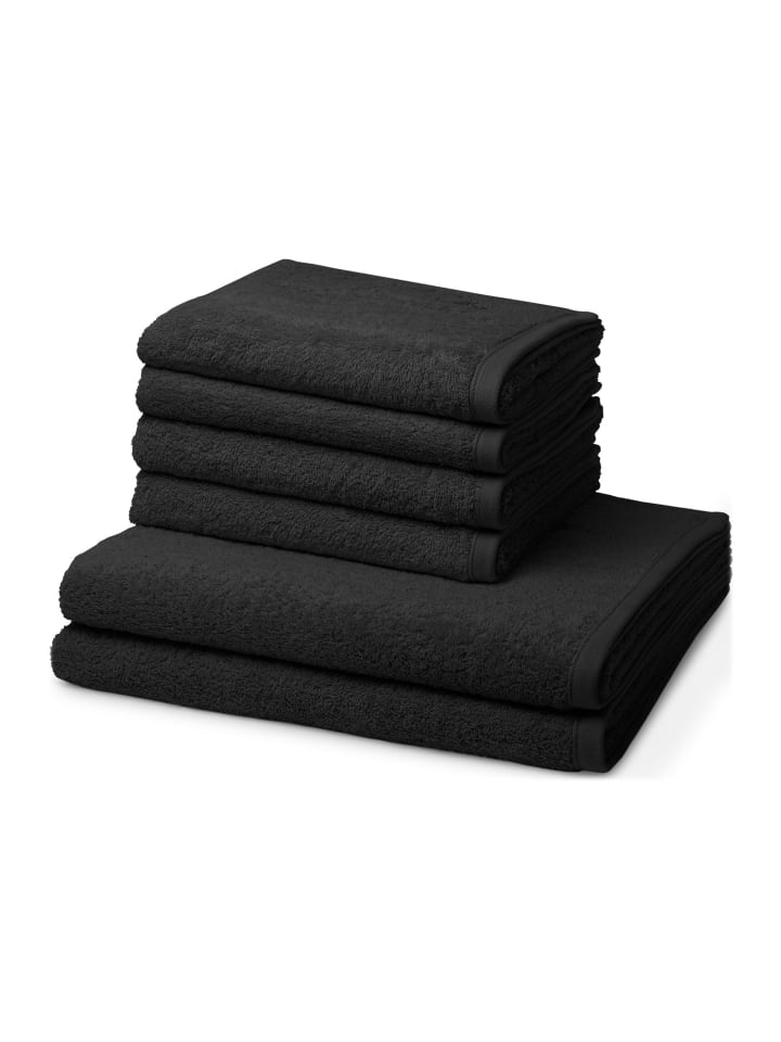 4 X Handtuch 2 X Duschtuch im Set Vita in Schwarz
