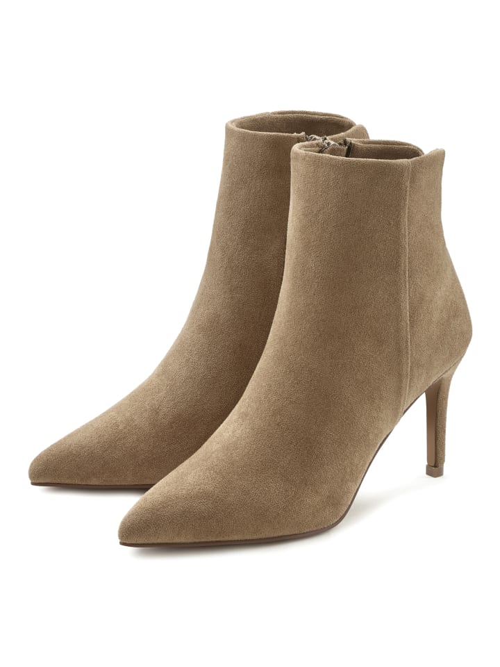 High-Heel-Stiefelette in beige