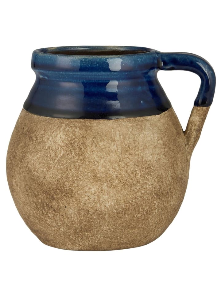 Keramik Vase mit Henkel naturfarbig Avignon in blau