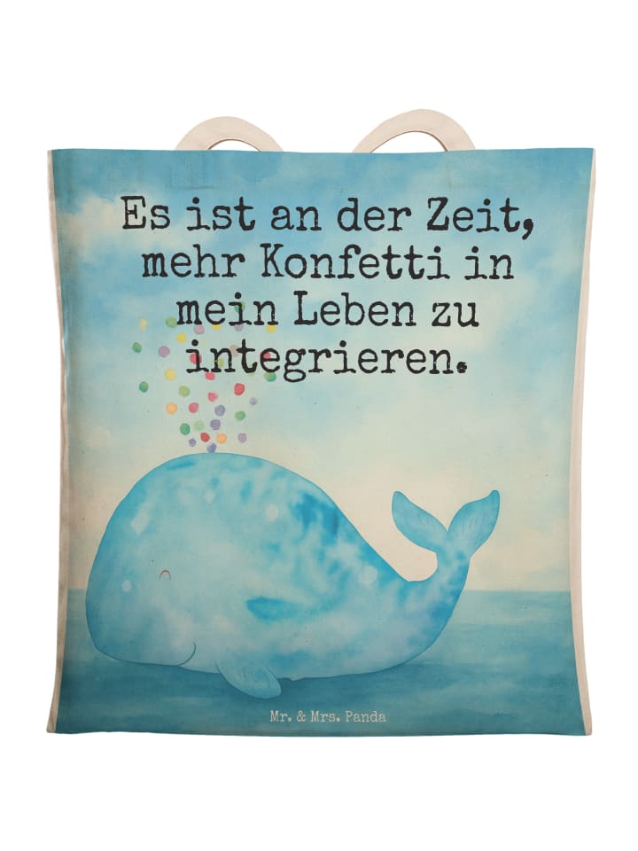 Tote Bag Wal Konfetti Design mit Spruch in Weiß