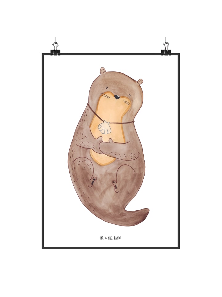 Wandposter Otter Muschel ohne Spruch in Weiß