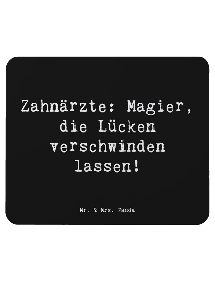 Mousepad Spruch Zahnarzt Magier mit Spruch in Schwarz