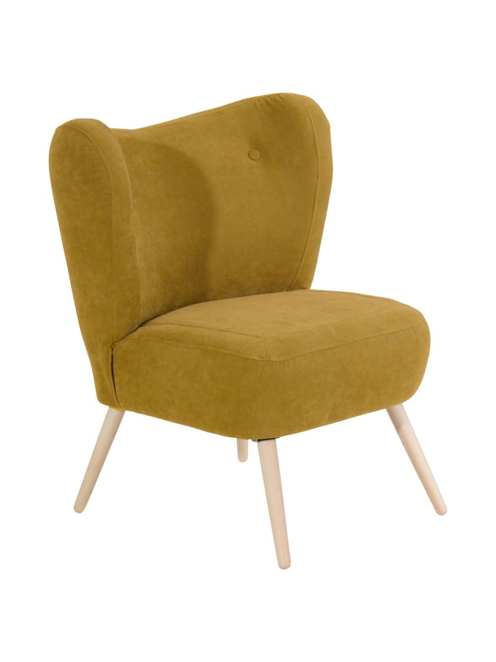 SESSEL Kathy Bezug Veloursstoff Buche natur / mais