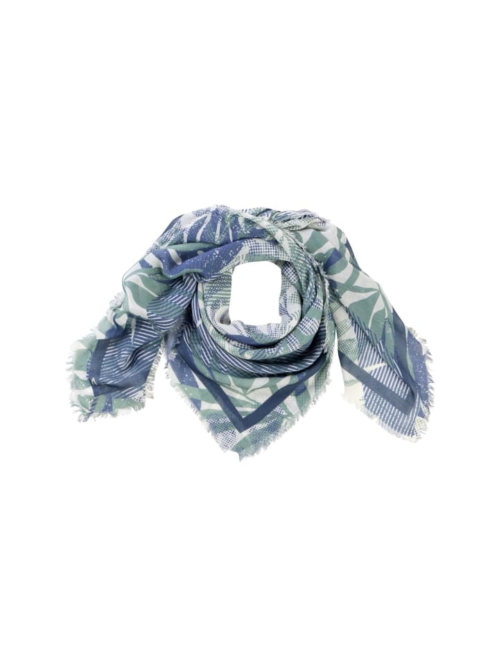 Schal mit Allover Print in Ozeanblau