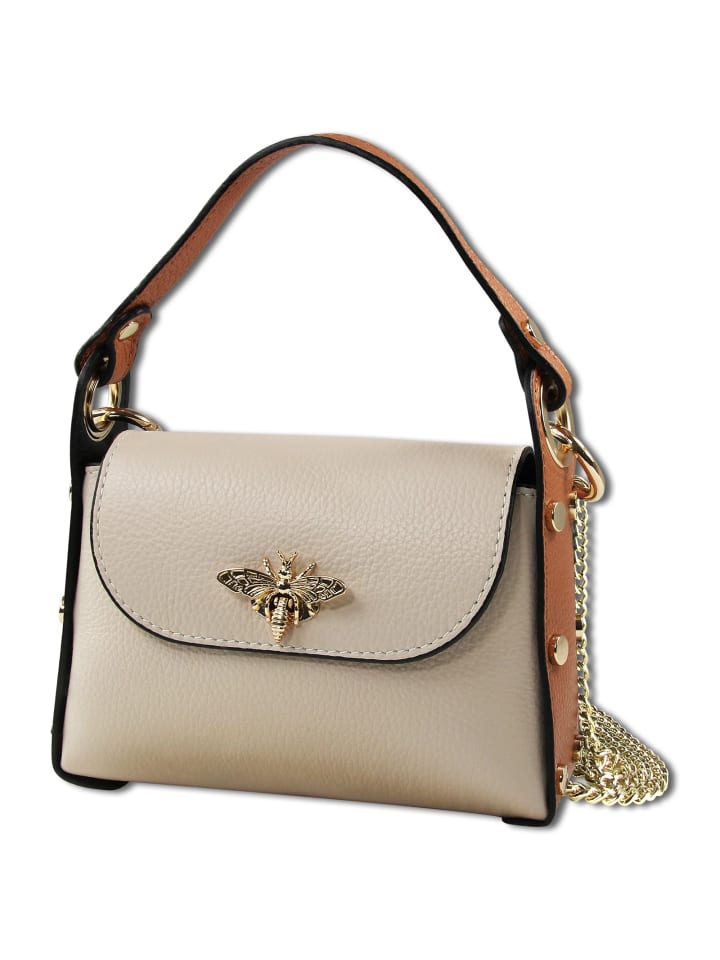 Leder Umhängetasche Toscanto Tasche beige, tan ca. 19cm