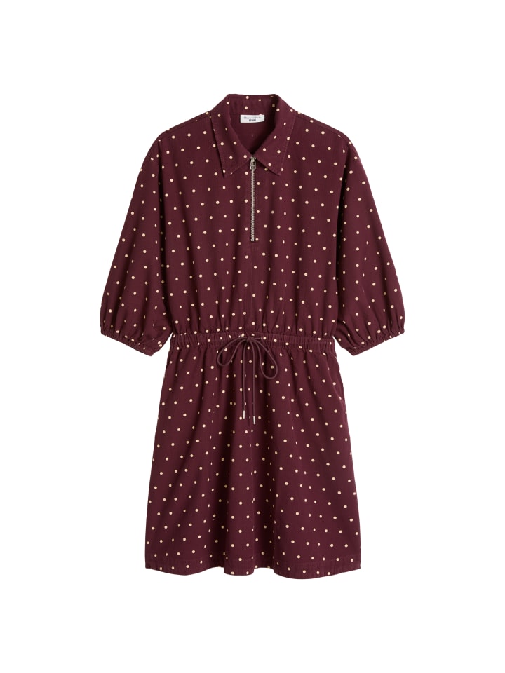 Kurzer Seersucker-Kleid A-Shape in Dark Red
