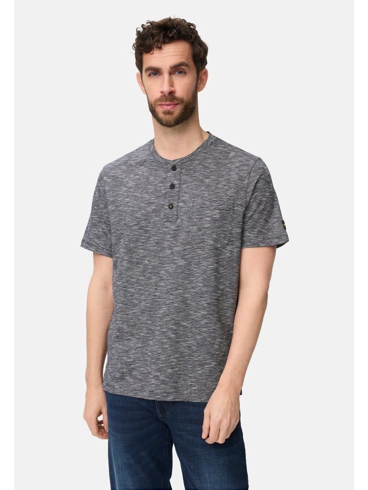 T-Shirt mit Knopfleiste in Dunkelblau
