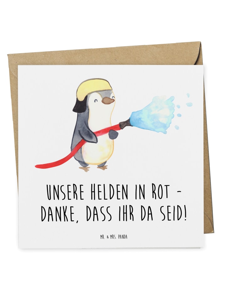 Doppelkarte Feuerwehrmann Helden mit Spruch in Weiß