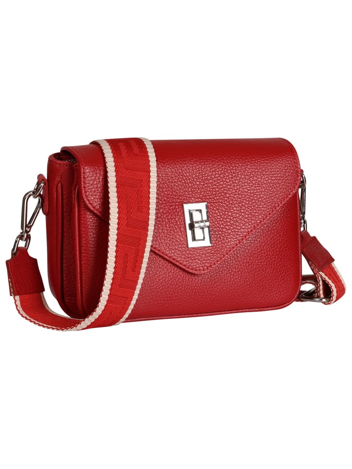 Leder Umhängetasche Toscanto Tasche rot ca. 22cm
