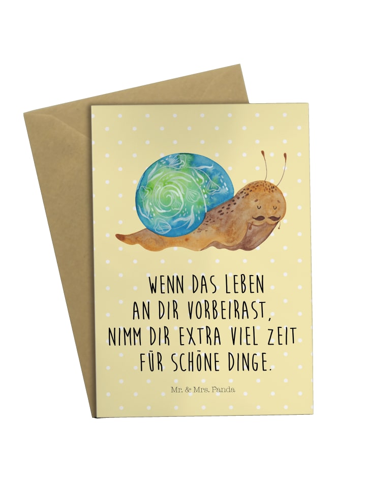 Grußkarte Schnecke Sir mit Spruch in Gelb Pastell
