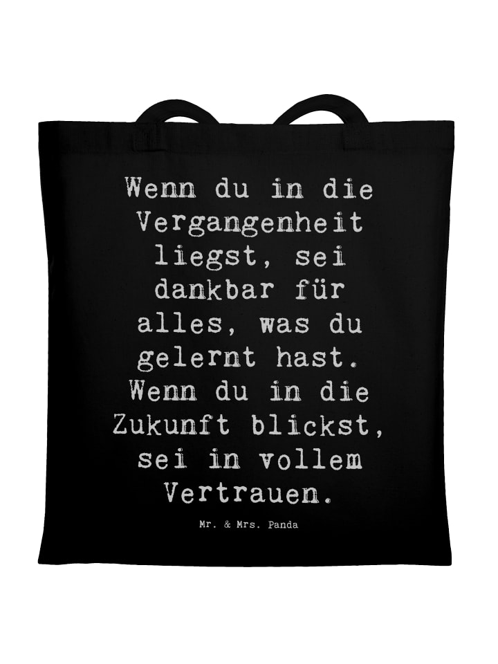 Tasche Spruch Freude und Vertrauen mit Spruch in Schwarz