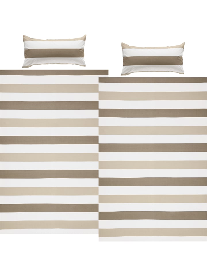Renforcé Bettwäsche Sparpaket 4-teilig in taupe-beige