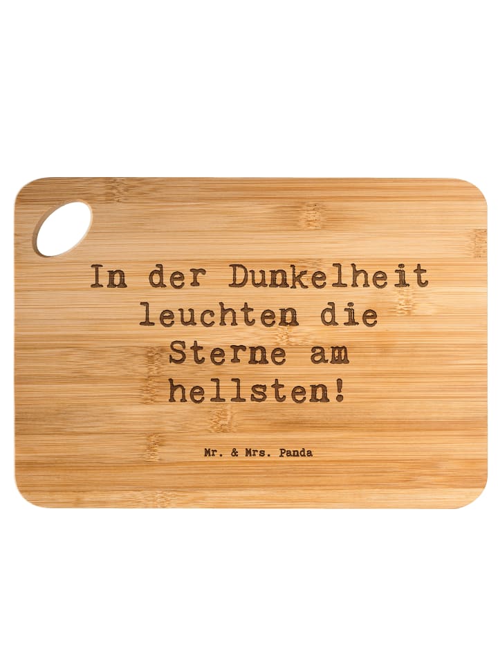 Frühstücksbrett Spruch Angst vor Dunkelheit übe... in Braun