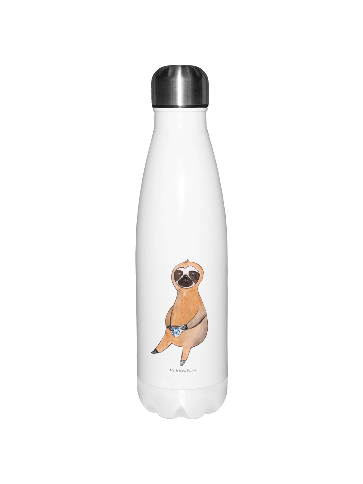 Trinkflasche Faultier Kaffee ohne Spruch in Weiß