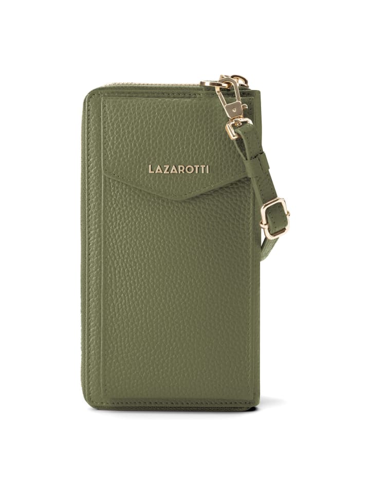 Bologna Leather Zip-Around Geldbörse Handytasche Leder 19 cm olive