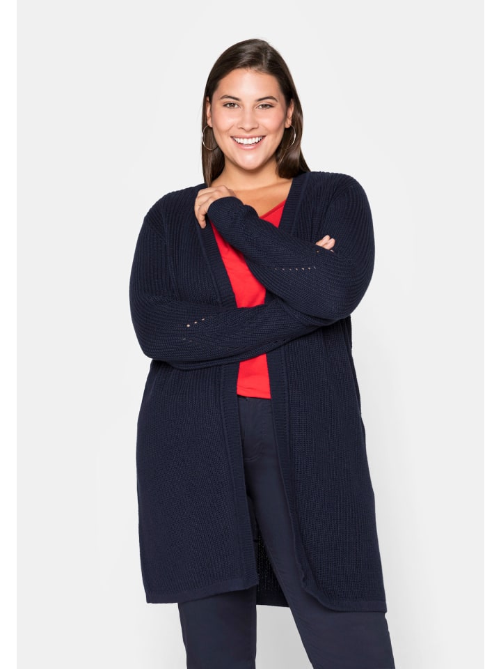 Longstrickjacke in marine