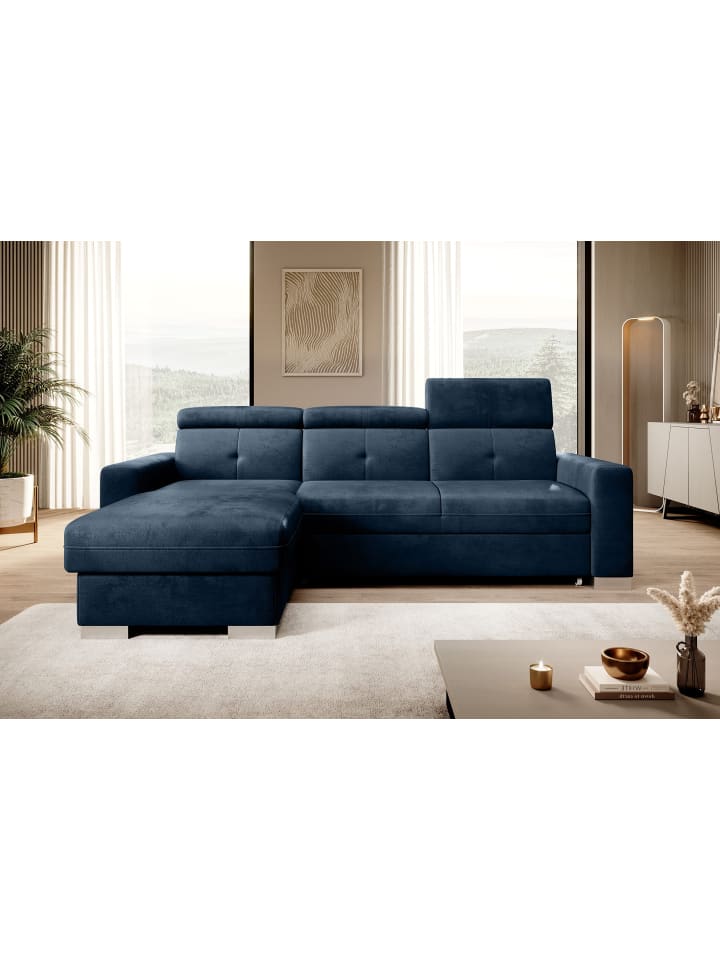 Falcon Recamiere Links in Blau - (L) 248 x (B) 248 x (H) 95 cm