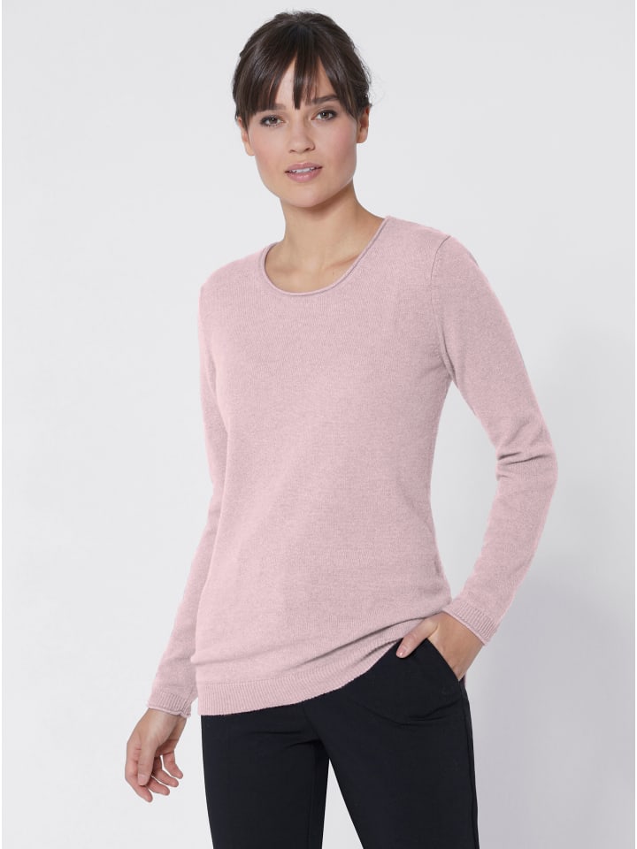 Kaschmir-Pullover in rosé-meliert