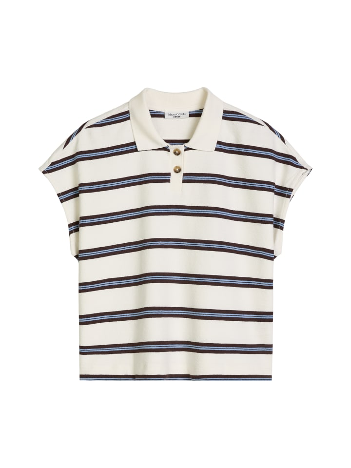 Gestreiftes Poloshirt wide in Offwhite