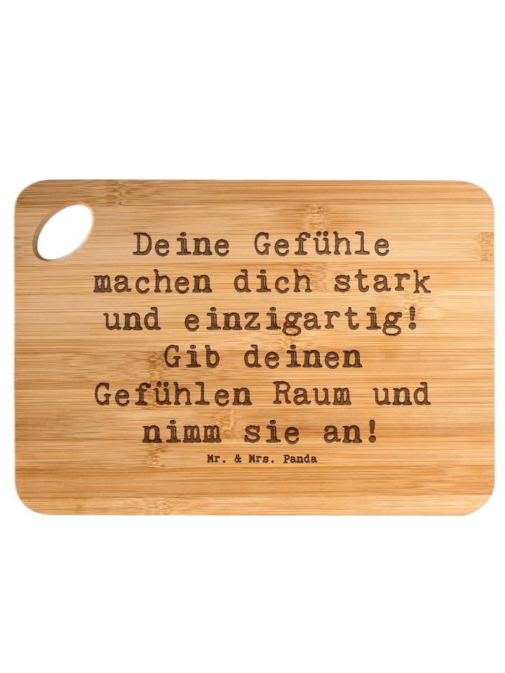 Frühstücksbrett Spruch Emotionen ausdrücken mit... in Braun