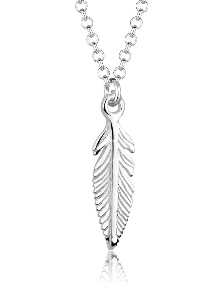 Halskette 925 Sterling Silber Feder in Silber