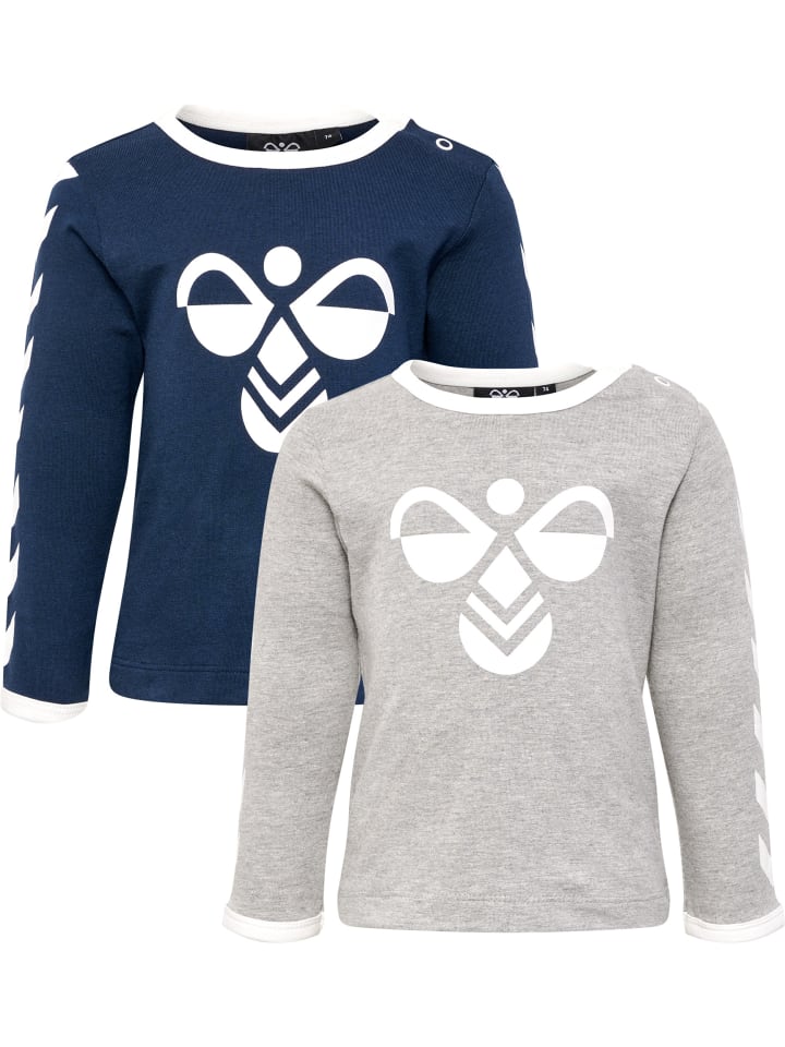 T-Shirt Hmlflipper Kinder in GREY MELANGE/BLUE NIGHTS