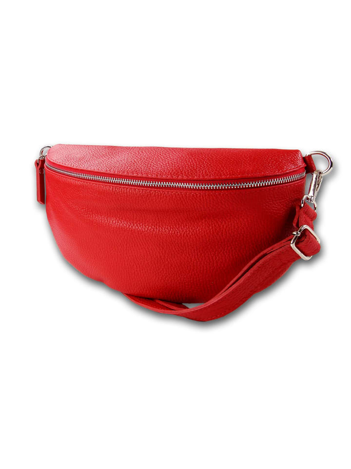 Leder Gürteltasche Toscanto Tasche rot ca. 29cm