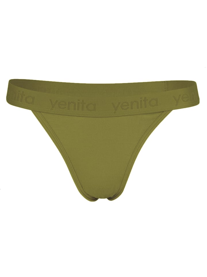 Triangel String aus Viskose Damen Tanga in Olive